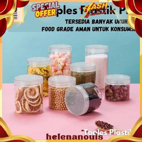 Unik Either.Id - Toples Tempat Bumbu Plastik Toples Plastik Tabung Cylinder Toples Plastik Kue Kerin
