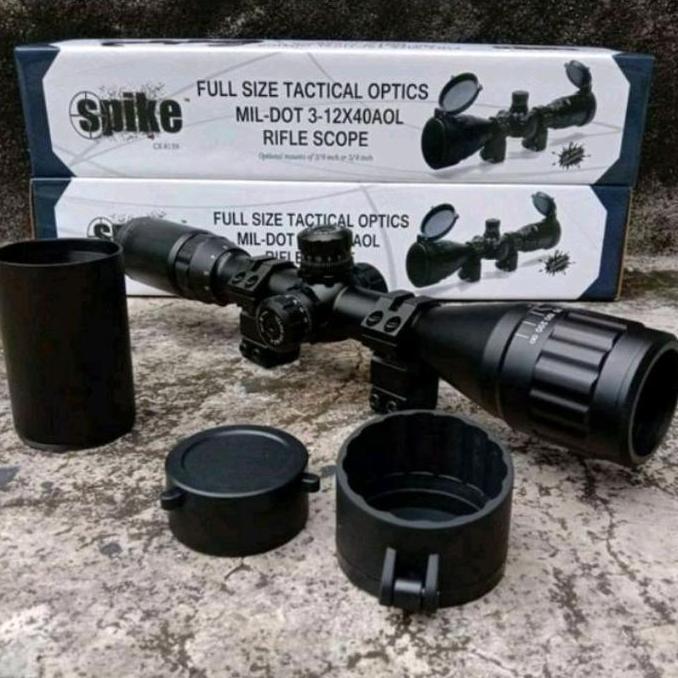 TELESKOP TEROPONG JARAK JAUH SPIKE 3-12X40AOL TAHAN GETAR ANTI AIR BERKUALITAS ORIGINAL DAN TERPERCA
