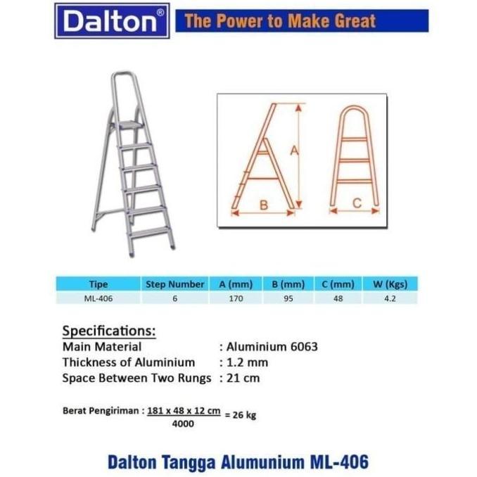 Tangga Household Dalton Ml-406/Tangga Lipat 6 Step 1.7M