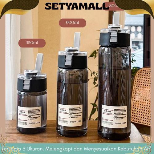 Unik Either.Id - Botol Minum Aesthetic Transparan Bening Estetik Botol Air Minum 350 600 800 Ml