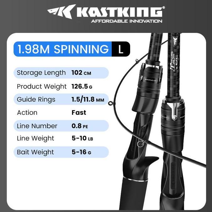 [OFFICIAL] KASTKING Spartacus II Joran Pancing Rod 1.98M Spinning Baitcasting Lure Rod 2 Sections um