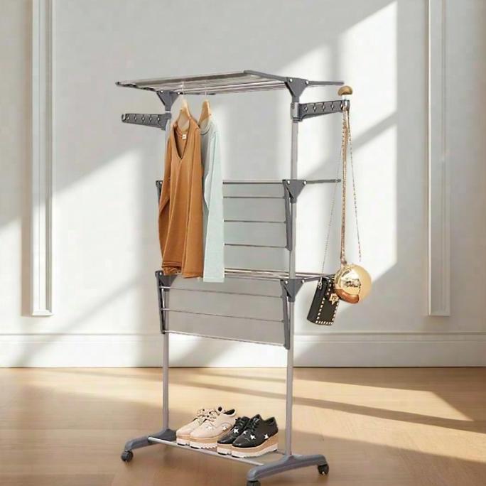 Rak Jemuran 3 Tingkat Portable / Mobile Towel Rack Plastik