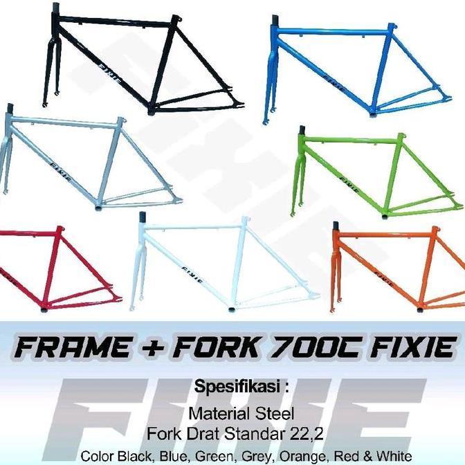 Frame + Fork Fixie Steel 700C United Ukuran 49 Model Classic