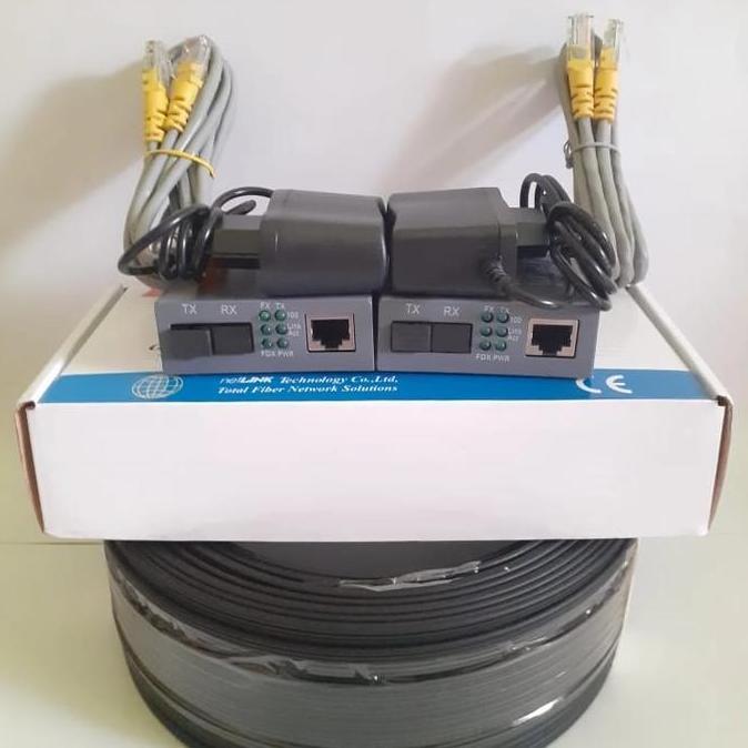 PAKET KABEL FIBER OPTIK PRECON 50 METER DAN SEPASANG NETLINK HTB 3100 ORIGINAL DAN TERPERCAYA