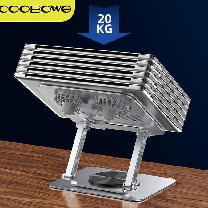 COOBOWE Stand Laptop Aluminium Cooling Pad Kipas Pendingin Portable Dudukan Laptop 10-17 Inci Ventil