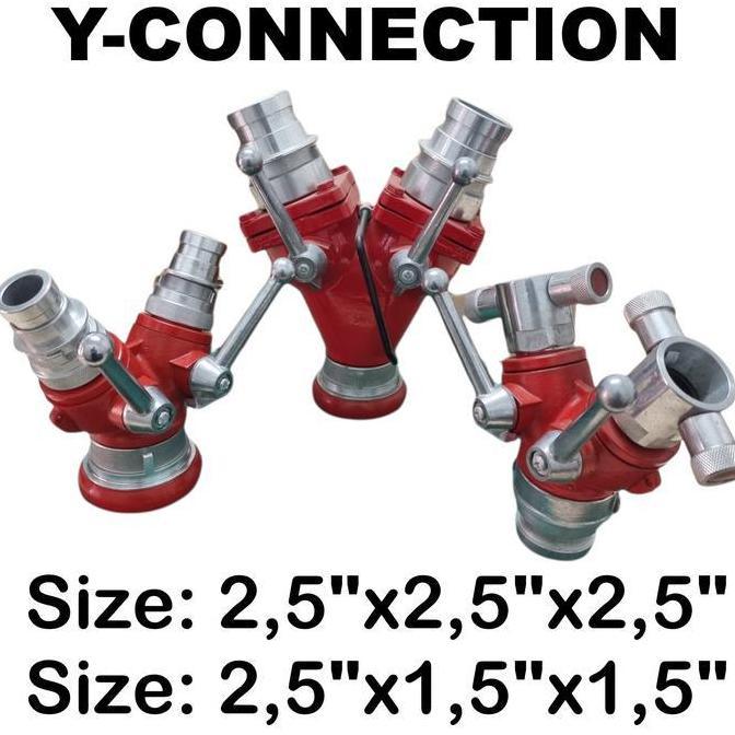 Hydrant Y Connector Sambungan Cabang Selang Pemadam 2 Output Air Aluminium