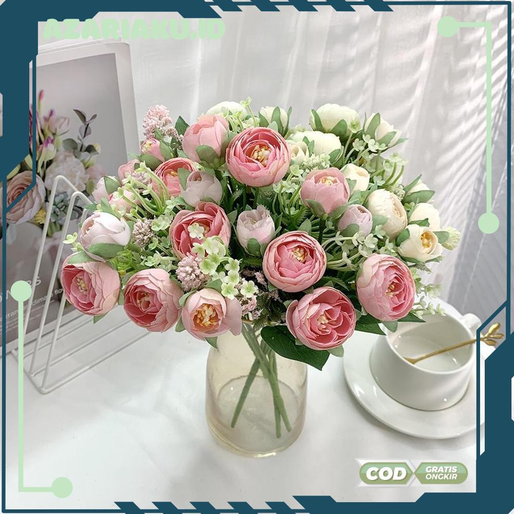 Bunga Artificial Spring Camellia Fwr Dekorasi Hias Bunga Plastik Buket Bouquet - RO30-1911 Bisa COD 