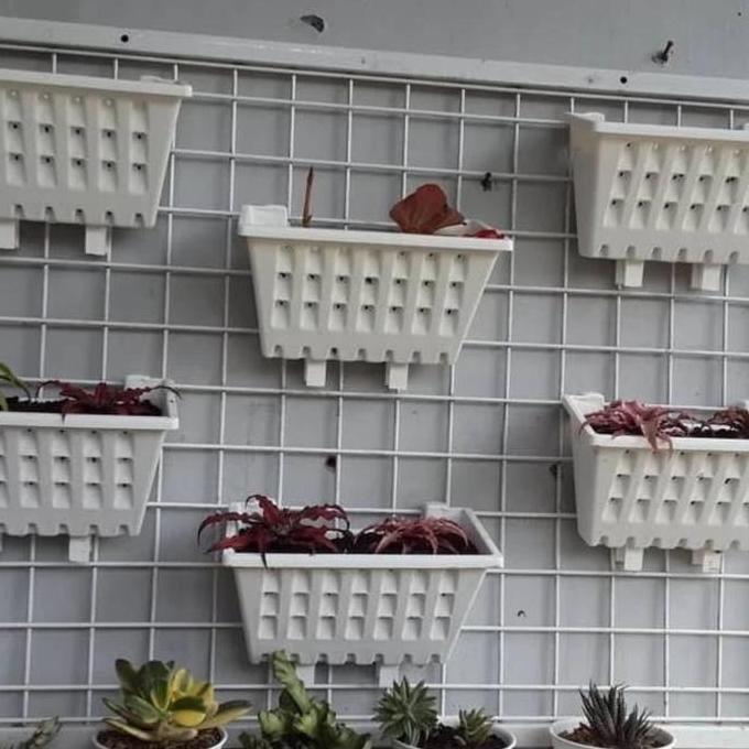 RAM RAK BESI VERTICAL GARDEN DINDING PUTIH