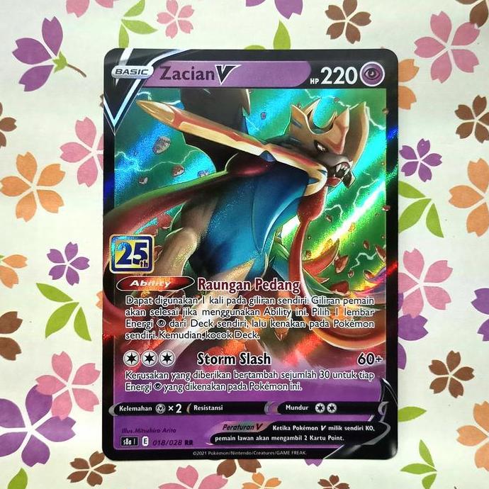zacian V RR s8a | 018/028 25th anniversary pokemon tcg indonesia HARGA SPESIAL