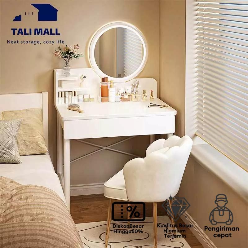 Meja Rias Lampu Led Meja Rias Minimeja Rias Putih  Meja Rias Dengan Kaca Bundar Meja Rias Aesthetic