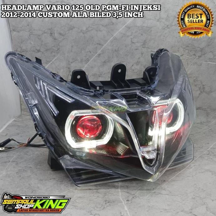 Headlamp Depan Custom Vario 125 KZR / Vario 125 Old Fullset Model BiLED 3.5 Inch Double Projector