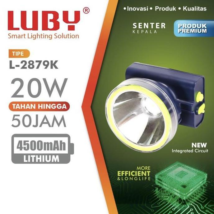 Senter Kepala Head Lamp Luby L-2879K 20Watt Nyala Lampu Putih Kuning