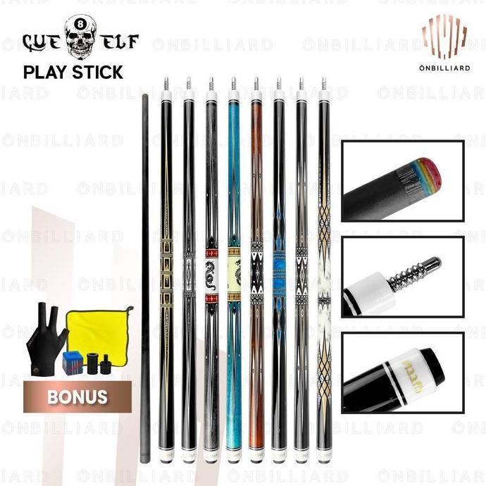 CUE ELF Play Cue Stick Carbon Low Deflection Stik CUEELF Billiard Billiar Billyar