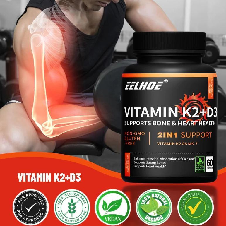 (Promo) Ellhoe Usa Vitamin K2 90 Mcg D3 5000 Iu 60 Kapsul K2+D3 5000Iu Original