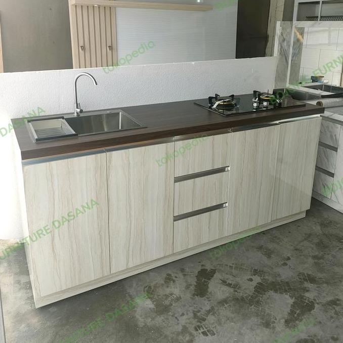 kitchen set bawah minimalis dapur + kompor tanam + sink wastafel