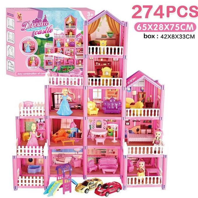 Mainan Edukasi Anak Dream Castle Barbie DIY / Rumah Barbie Jumbo