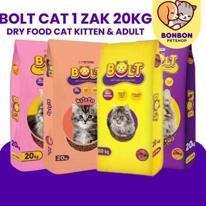 BEBAS ONGKIR - Makanan Kering Kucing Bolt 1 Zak Isi 20kg Dry Food Makanan Kitten Adult BOLT 1 Karung
