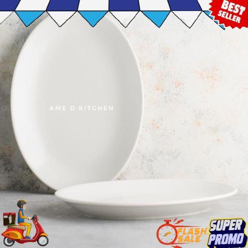 Terlaris Piring Saji Oval Keramik Putih Bijian Tebal