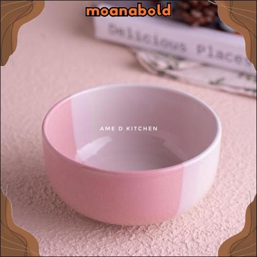Ready Mangkok Sup Bulat Keramik Two Tone Pink
