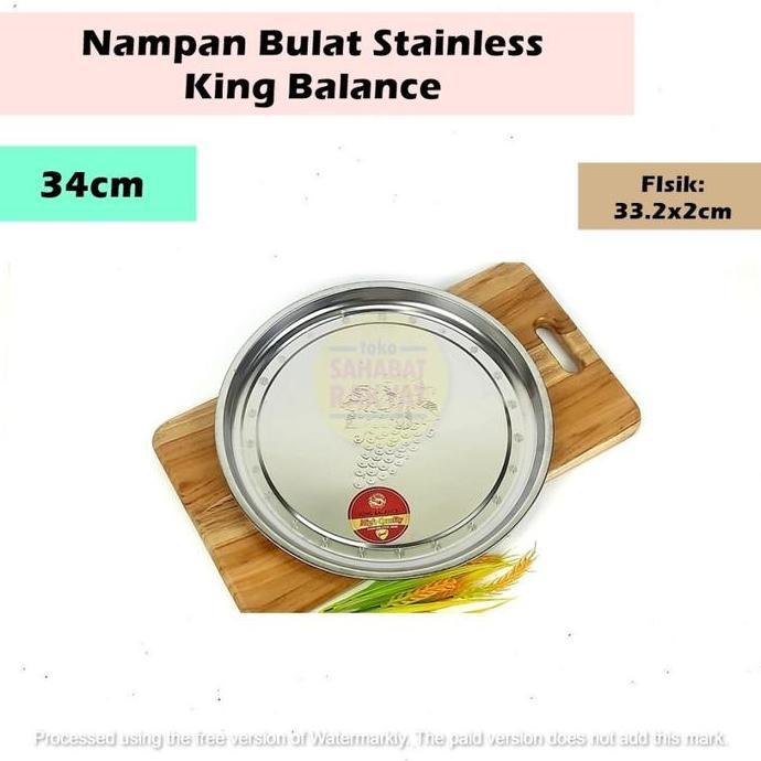 Nampan Bulat Stainless Polos dan Motif Piring Bulat Stainless