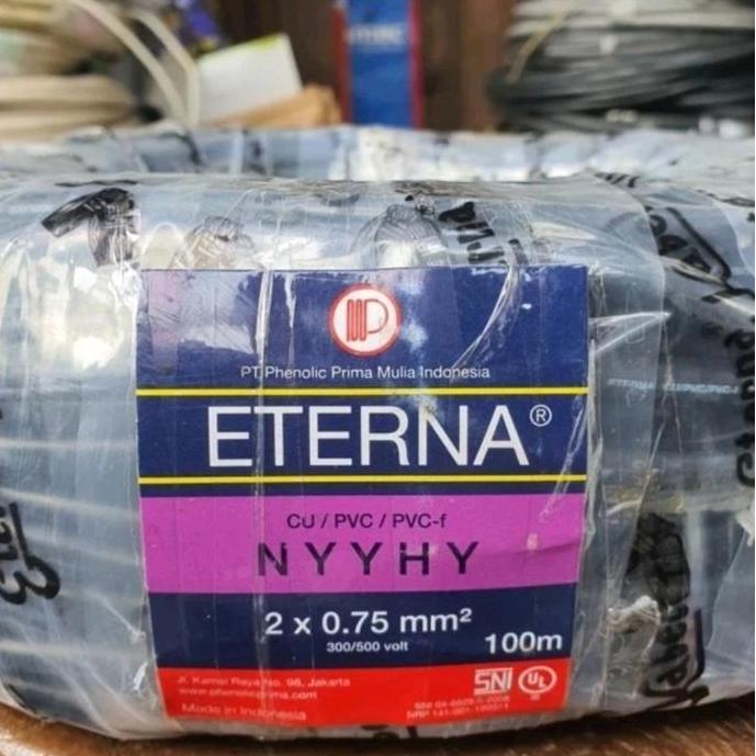 Promo Eterna Kabel Listrik Hitam Kawat NYYHY 2 X 0.75 MM ( 100 Meter ) NYYHY 2x0.75 mm2 Diskon