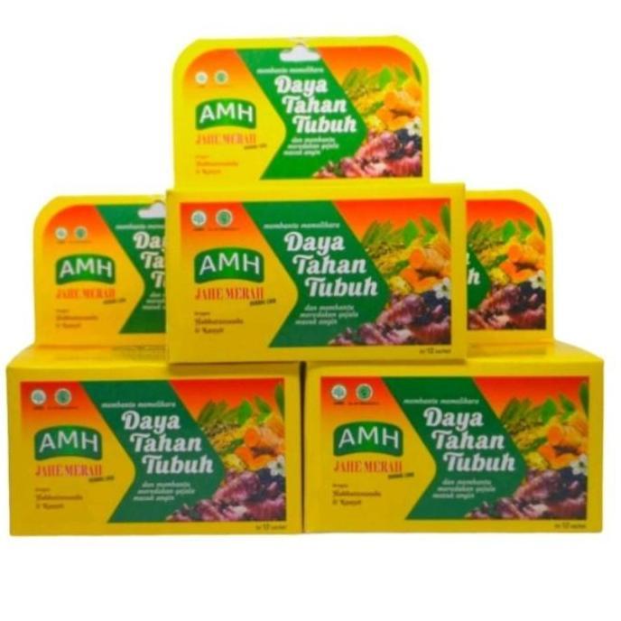1 Box Tolak Angin Cair AMH Jahe Merah Herbal Original Isi 12 sachet