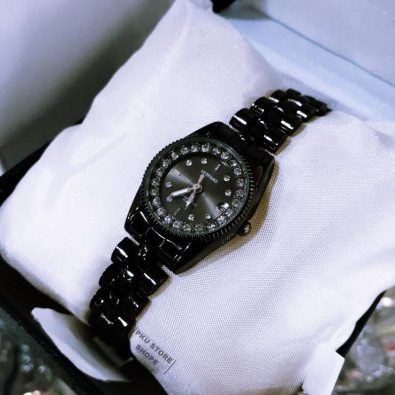 Jam Tangan Wanita Analog Leopard Original Rantai Stainles Stell | FITUR Tanggal Aktif | Anti Air  Fr
