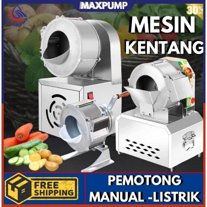Murah Maxpump Mesin Pemotong Kentang Listrik 180W 220V Alat Pemotong Sayuran Potato Cutter Chipper F