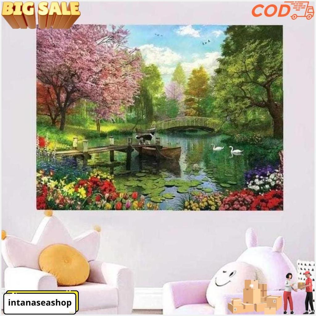 Cross Stitch Pattern Kristik Modern Paket Kristik Orchid Cross Stitch Custom Ukuran Besar 40X50Cm Gr