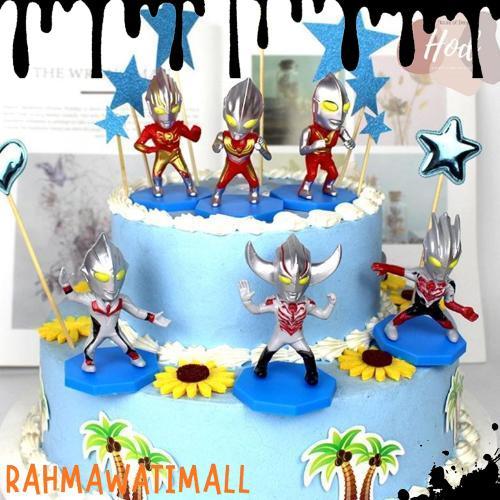 Super 6Pcs / Set Mainan Action Figure Ultraman Ukuran 7Cm / 1 Pc Big Head Ultraman Cute Dekorasi Hia