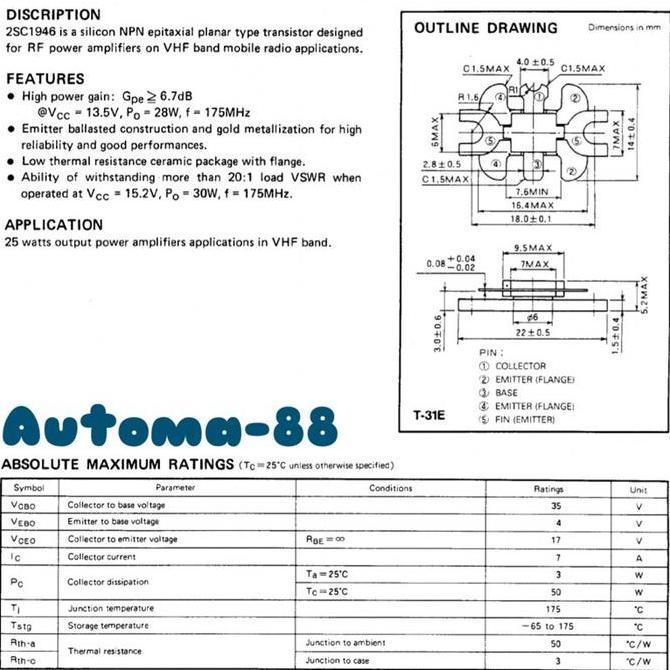 New- C1946 Transistor RF Mitsubishi 2SC1946 C-1946 C1946