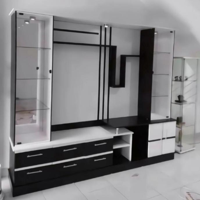 Terlaris Nesya Interior Bufet Tv Partisi Max 55 Inch Rak Tv Lemari Pajangan Model Modern Bahan Mdf B