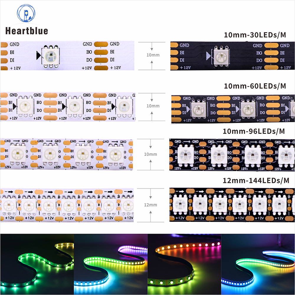 WS2815 DC12V WS2813 WS2812b Lampu Strip LED RGB Lampu LED yang Dapat Dialamatkan Secara Individual S