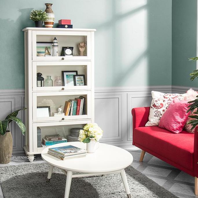 iFURNHOLIC Jeniffer 4 Glassdoor Bookcase I Lemari Display Kaca Klasik I Lemari Pajangan I Rak Buku P