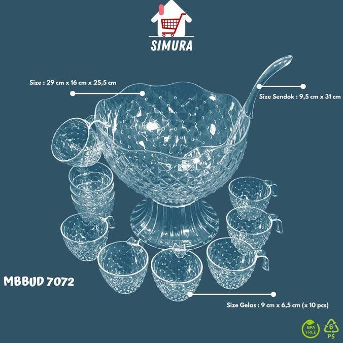 MANGKOK SET BUAH DIAMOND | MANGKOK ES | GELAS ES | SENDOK ES NATURAL ( MBBUD 7072 N ) Golden Kitchen