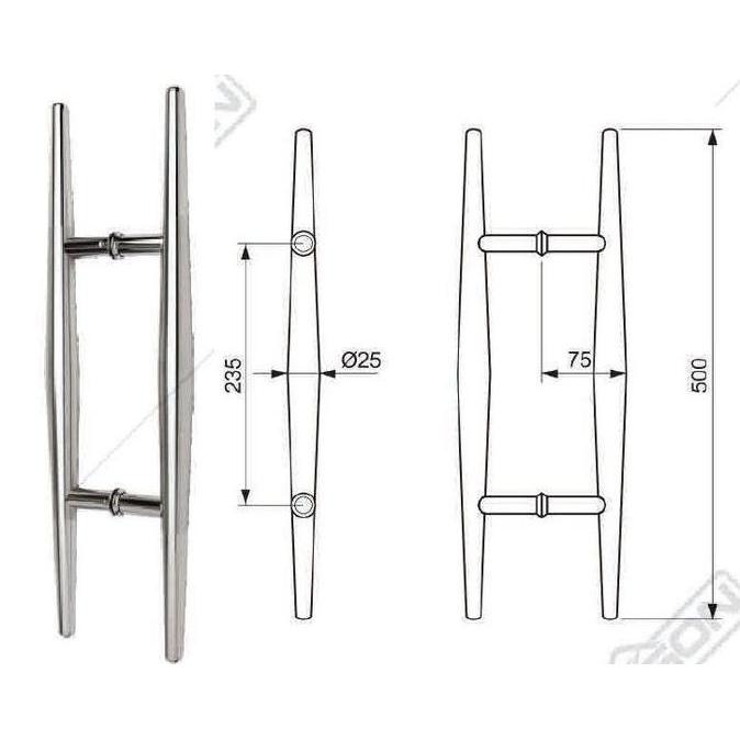 PULL HANDLE DEKKSON ECOLINE PH EL1831 25X500X235 MATT BLACK Door Handle Pintu Dekson Hitam EL 1831 A