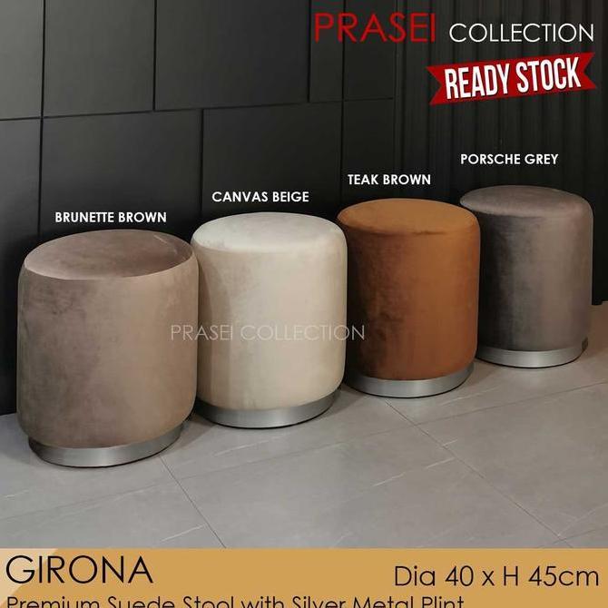 GIRONA - Luxury Suede Stool Pouf Puff Ottoman Kursi Bulat Bludru CO