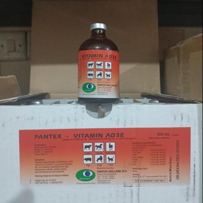 Ready stock Vitamin AD3E 100 ml vitamin kualitas Pantex Holland