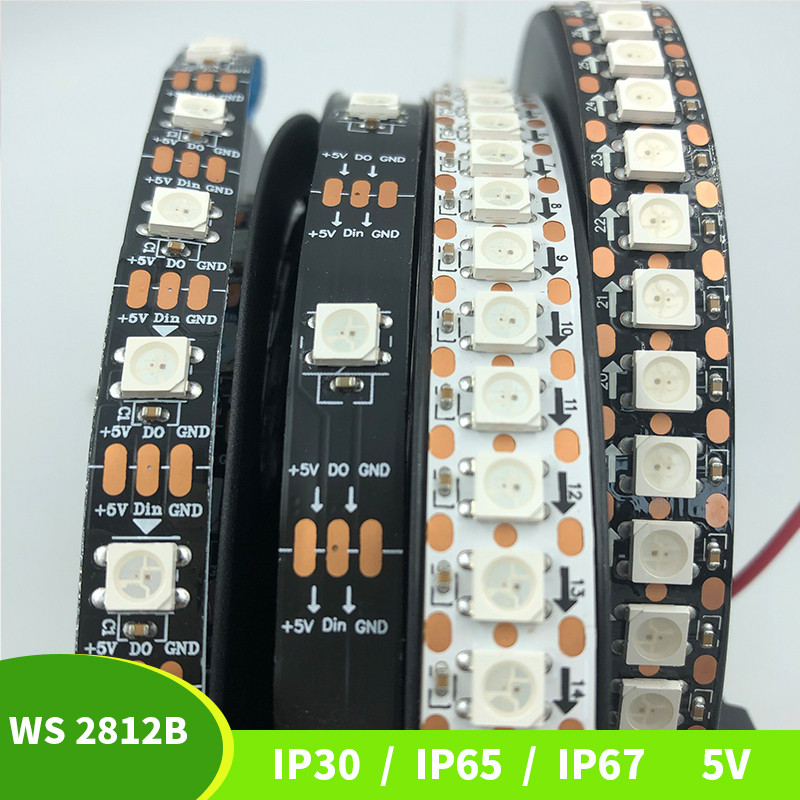 1-5m WS2812B 144led / m Lampu Strip Led 1-5m Dapat Dialamatkan Secara Individual WS2812 Smart RGB Le