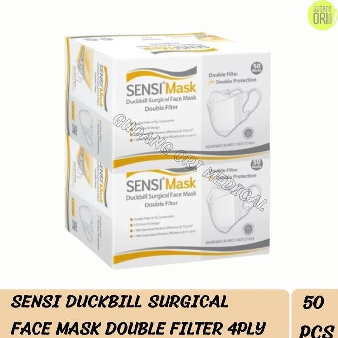 Masker Sensi Duckbill Face Mask 50 Pcs / Sensi Duckbill 4Ply