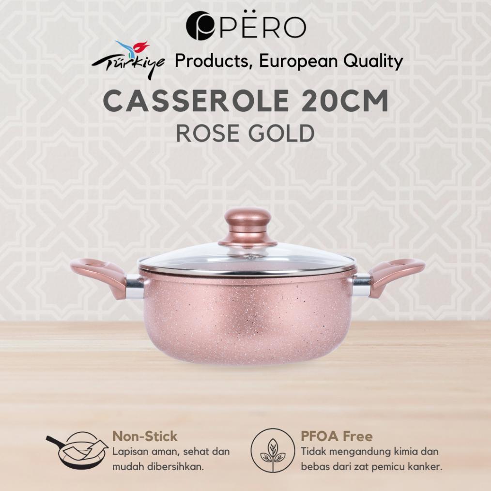 Pero Berlin Casserole 20cm with Glass Lid / Panci Biogranite Anti Lengket dengan Tutup Kaca / Cookwa