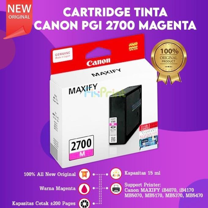 Cartridge Tinta Original Canon PGI2700 PGI 2700 CMYK Printer MAXIFY iB4070 iB4170 MB5070 MB5170 MB53