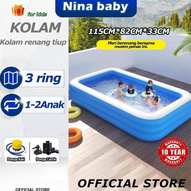 Terjangkau 120Cm Kolam Renang Anak Besar 3 Ring Kolam Mandi Pompa Tiup Inflatable Kolam Balon Anak B