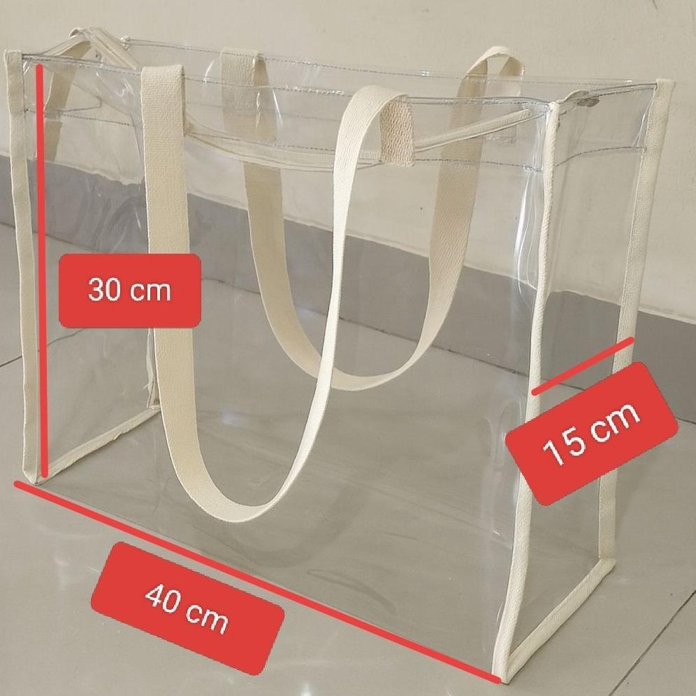 Tas mika tebal transparan SerbagunaTotebag Bahan Mika Tebal Tas jinjing Tas belanja Besar