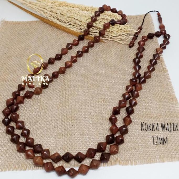 TASBIH KAYU KAUKAH / KAOKA / KOKKA ASLI MODEL WAJIK 99 BUTIR 12 MM