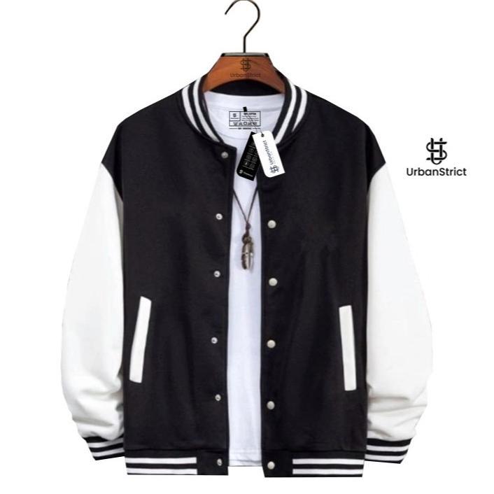 Urbanstrict - Varsity Baseball Jacket UnisexHitamPutih