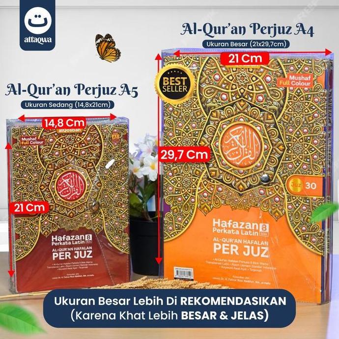 Mushaf Alquran Per Juz Besar HAFAZAN TANAFUS PERKATA LATIN | Ukuran Besar A4 | Terjemah Perkata Lati