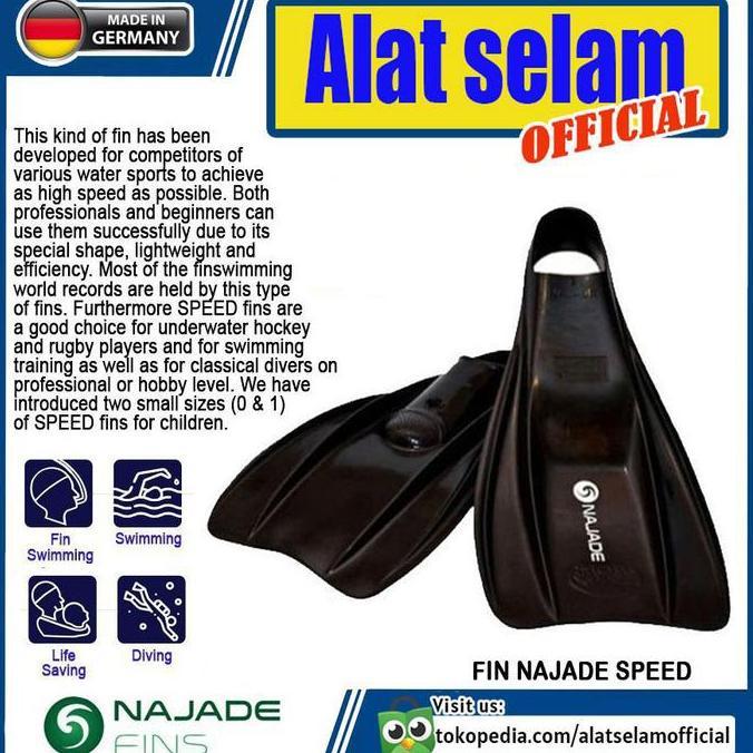 HARGA DISC - Fin Najade Speed Fins Swimming Competition Kaki Katak - Snorkel Depan