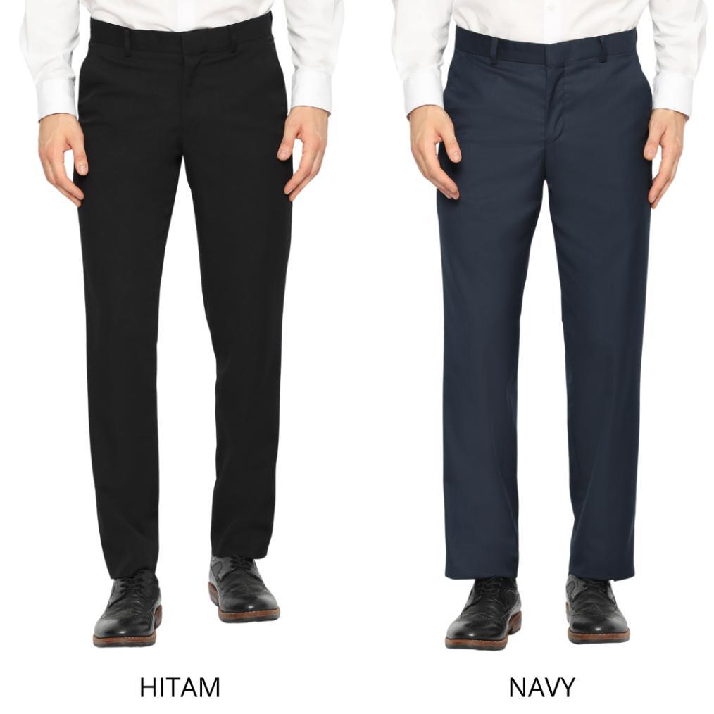 Celana Panjang Pria OHAYOO Slimfit | Celana Formal Hitam & Navy | Andre Laurent (791)