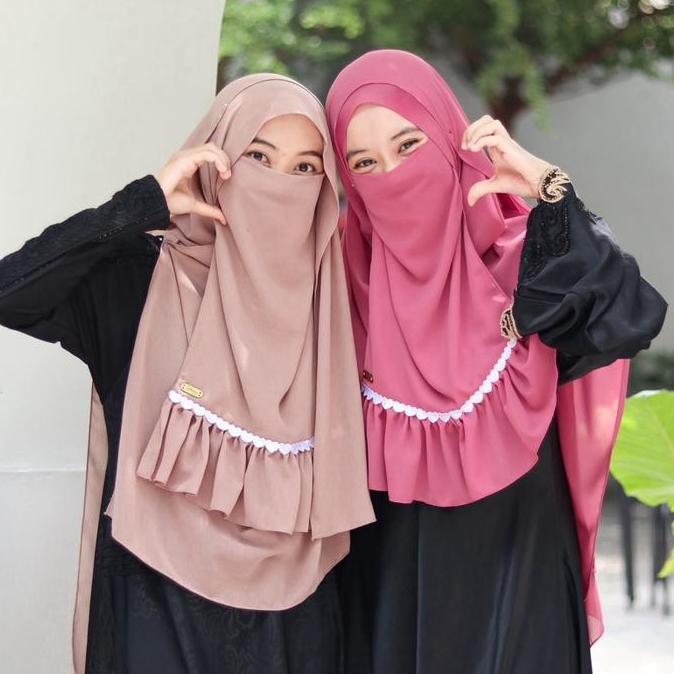 FAHIMY NIQOB - Pasmina Ameena + cadar tali rempel renda love | size jumbo  ceruty baby doll  Syari N